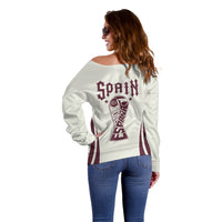 Custom World Football 2026 Spain Off Shoulder Sweater Come On Spain Beige Version