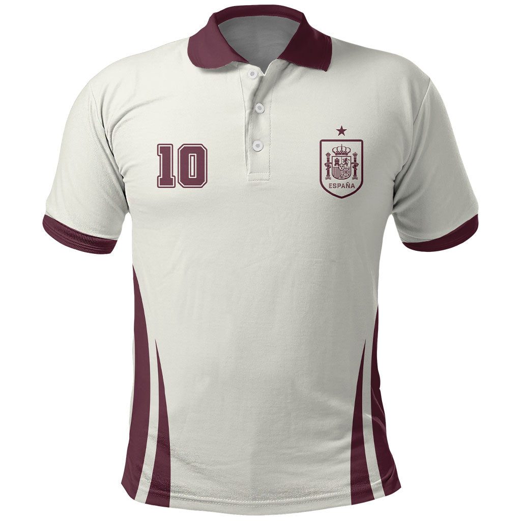 Custom World Football 2026 Spain Polo Shirt Come On Spain Beige Version