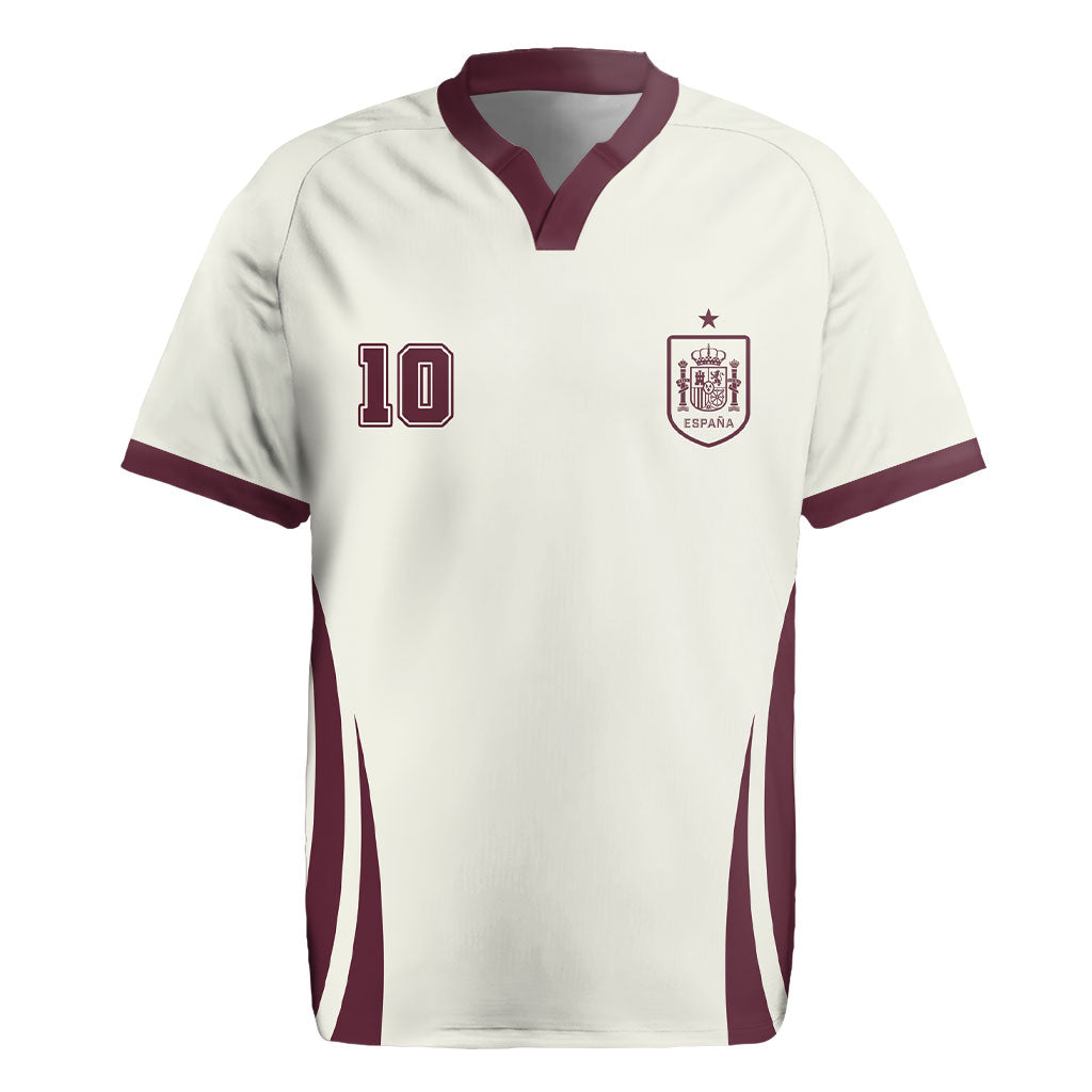 Custom World Football 2026 Spain Rugby Jersey Come On Spain Beige Version