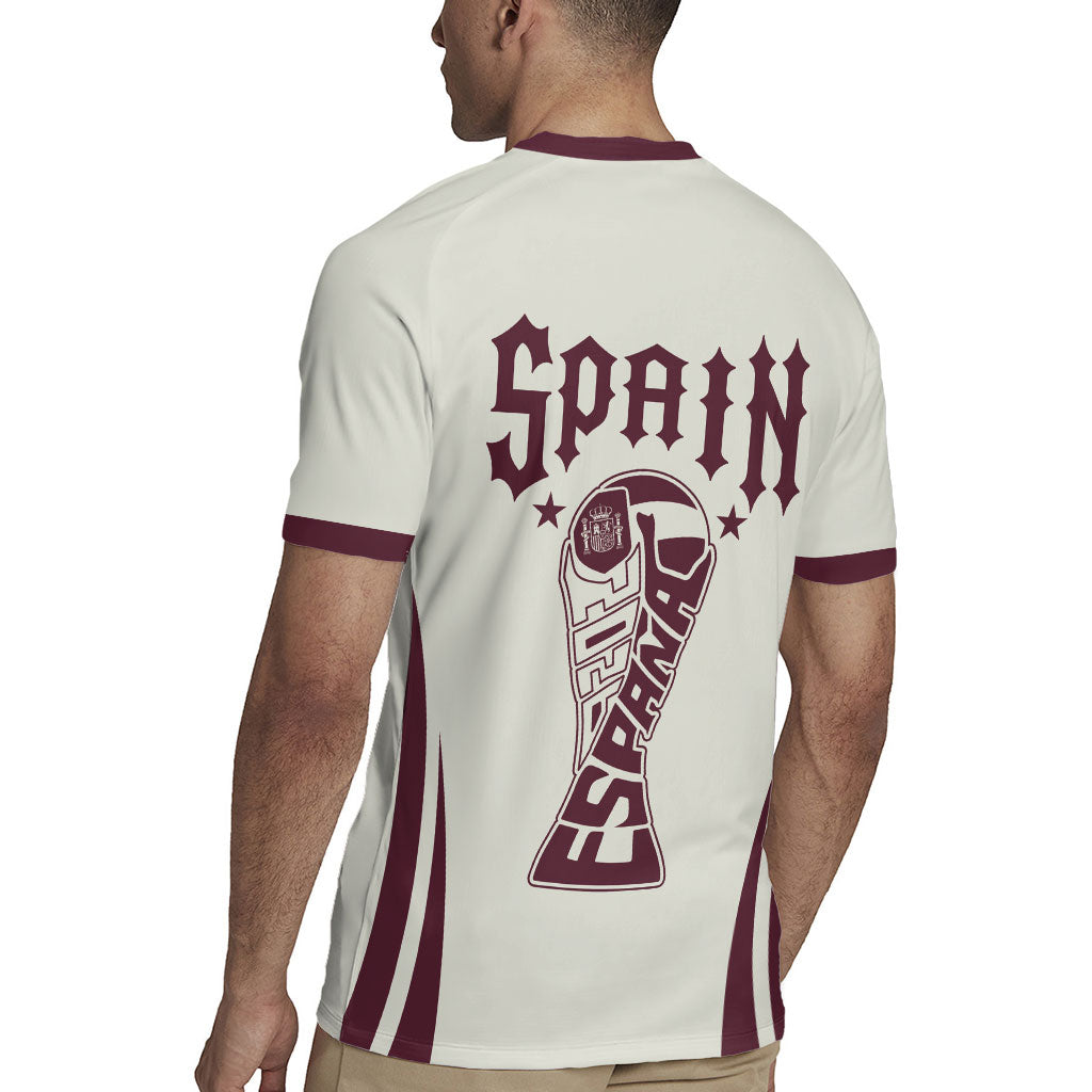 Custom World Football 2026 Spain Rugby Jersey Come On Spain Beige Version