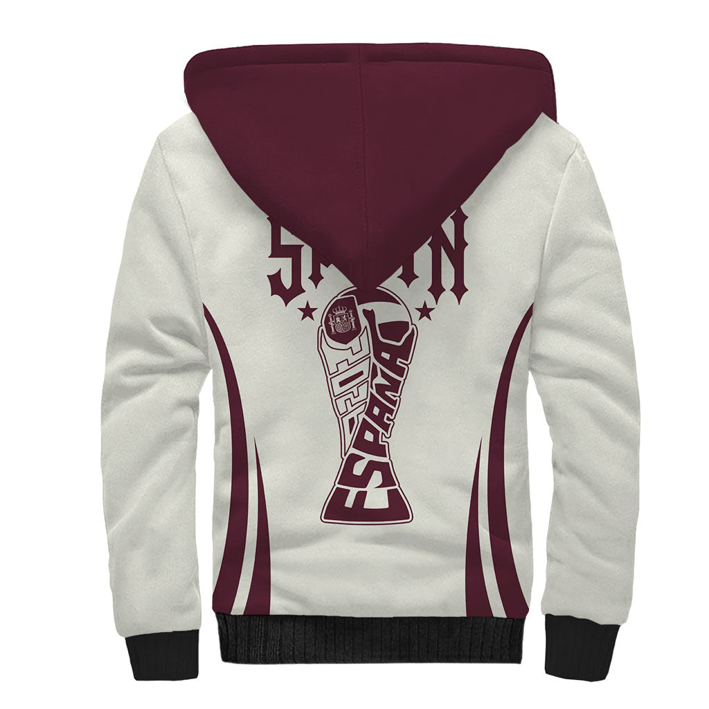 Custom World Football 2026 Spain Sherpa Hoodie Come On Spain Beige Version