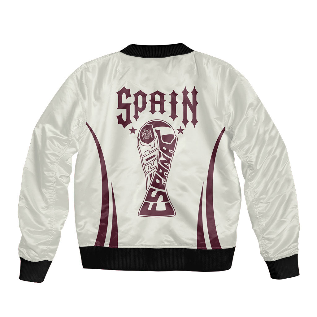 Custom World Football 2026 Spain Sleeve Zip Bomber Jacket Come On Spain Beige Version