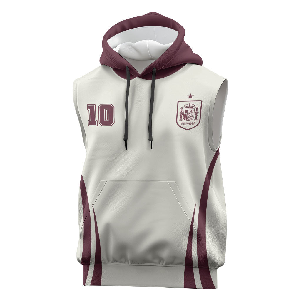 Custom World Football 2026 Spain Sleeveless Hoodie Come On Spain Beige Version
