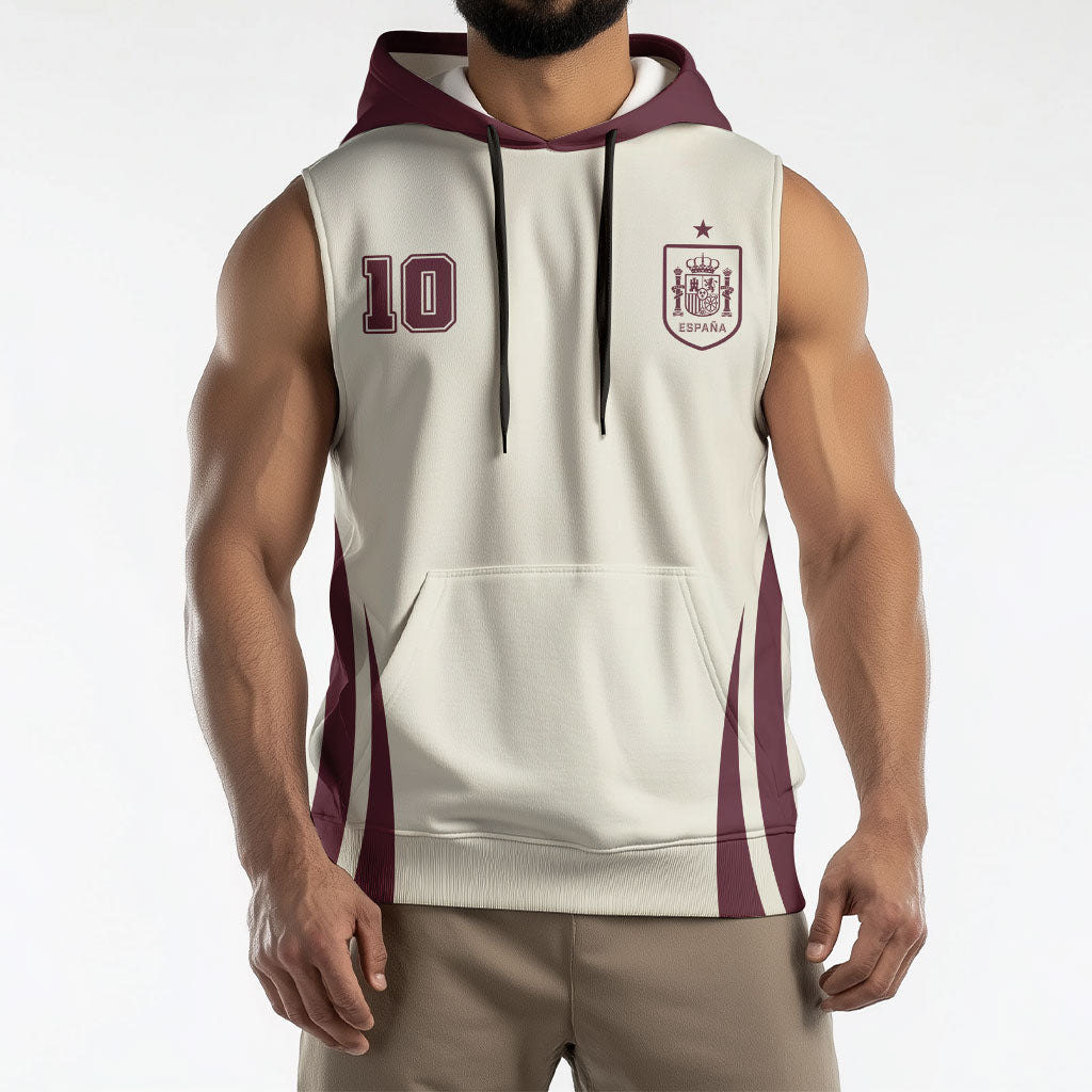 Custom World Football 2026 Spain Sleeveless Hoodie Come On Spain Beige Version
