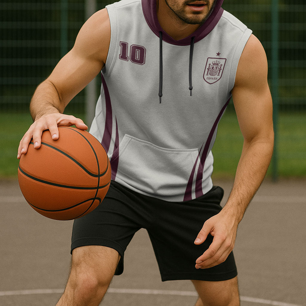 Custom World Football 2026 Spain Sleeveless Hoodie Come On Spain Beige Version