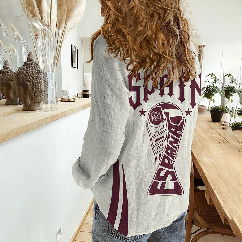 Custom World Football 2026 Spain Women Casual Shirt Come On Spain Beige Version
