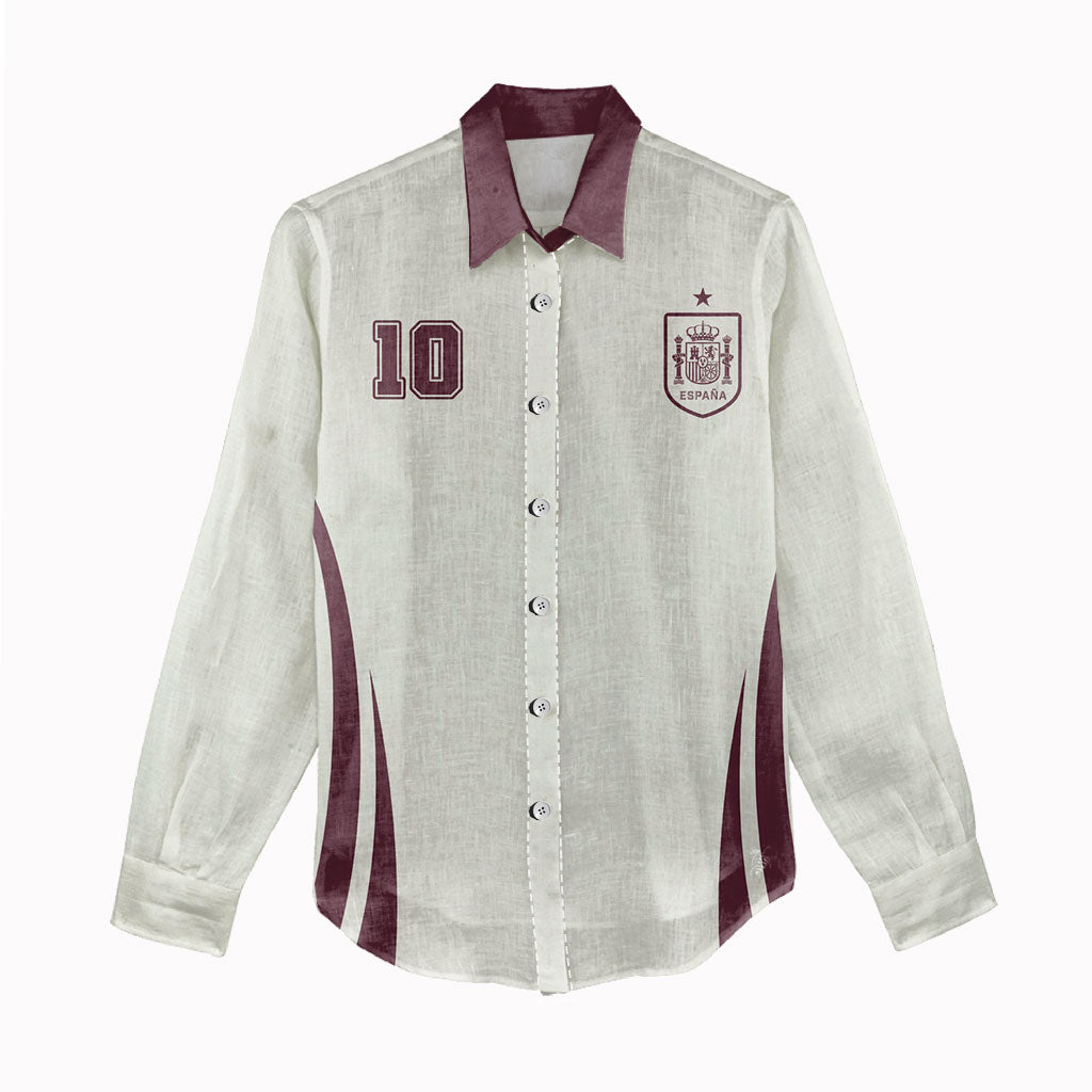 Custom World Football 2026 Spain Women Casual Shirt Come On Spain Beige Version