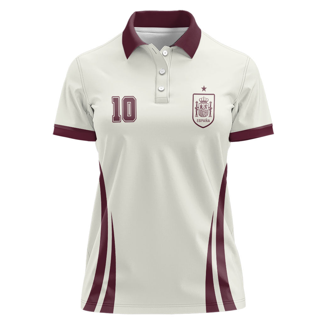 Custom World Football 2026 Spain Women Polo Shirt Come On Spain Beige Version