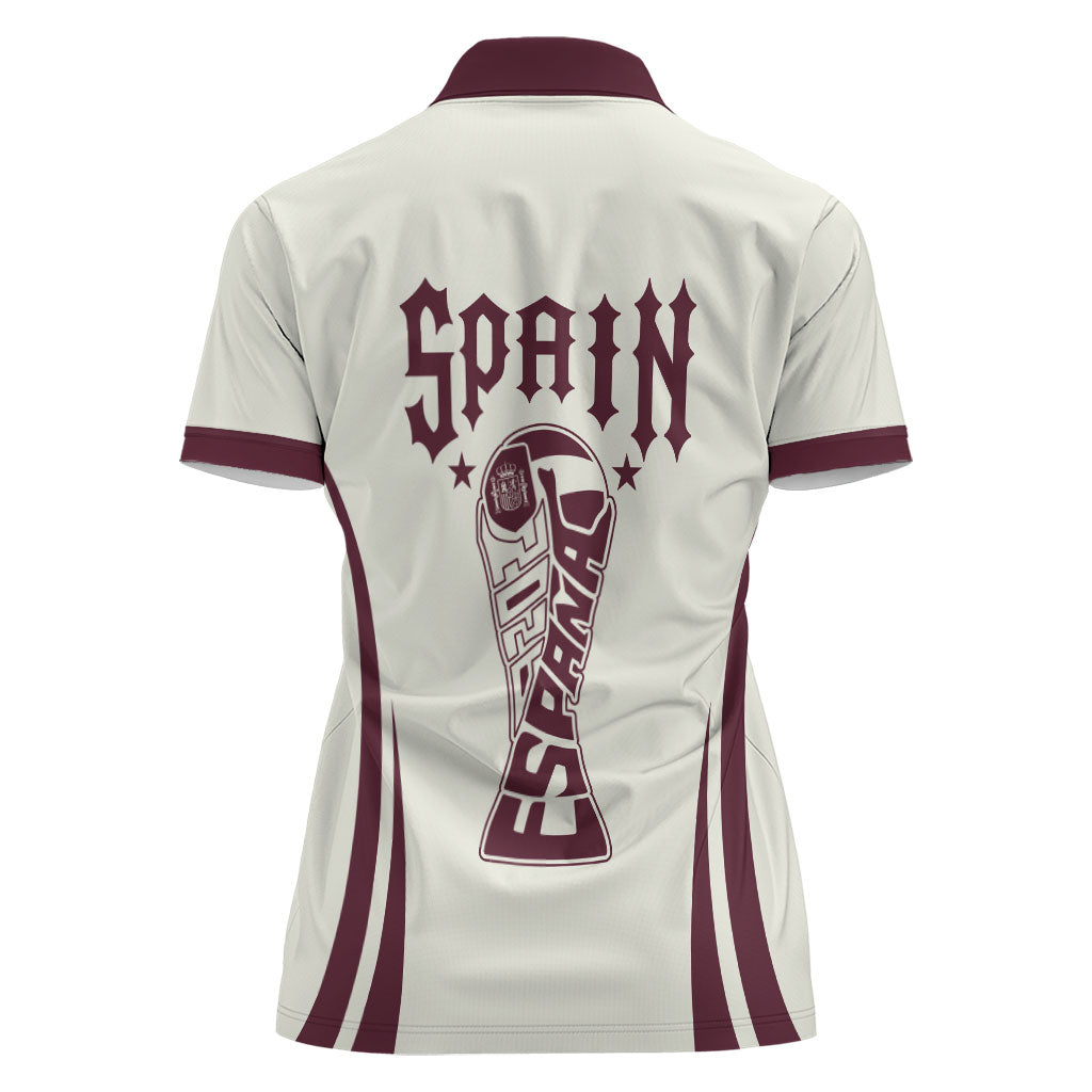Custom World Football 2026 Spain Women Polo Shirt Come On Spain Beige Version