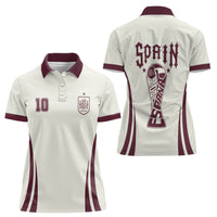 Custom World Football 2026 Spain Women Polo Shirt Come On Spain Beige Version