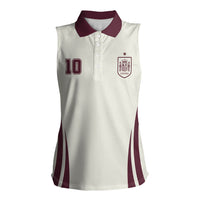 Custom World Football 2026 Spain Women Sleeveless Polo Shirt Come On Spain Beige Version