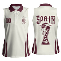 Custom World Football 2026 Spain Women Sleeveless Polo Shirt Come On Spain Beige Version