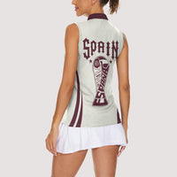 Custom World Football 2026 Spain Women Sleeveless Polo Shirt Come On Spain Beige Version