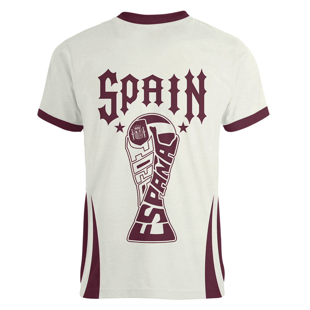 Custom World Football 2026 Spain Women V-Neck T-Shirt Come On Spain Beige Version