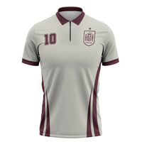 Custom World Football 2026 Spain Zipper Polo Shirt Come On Spain Beige Version