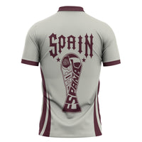 Custom World Football 2026 Spain Zipper Polo Shirt Come On Spain Beige Version
