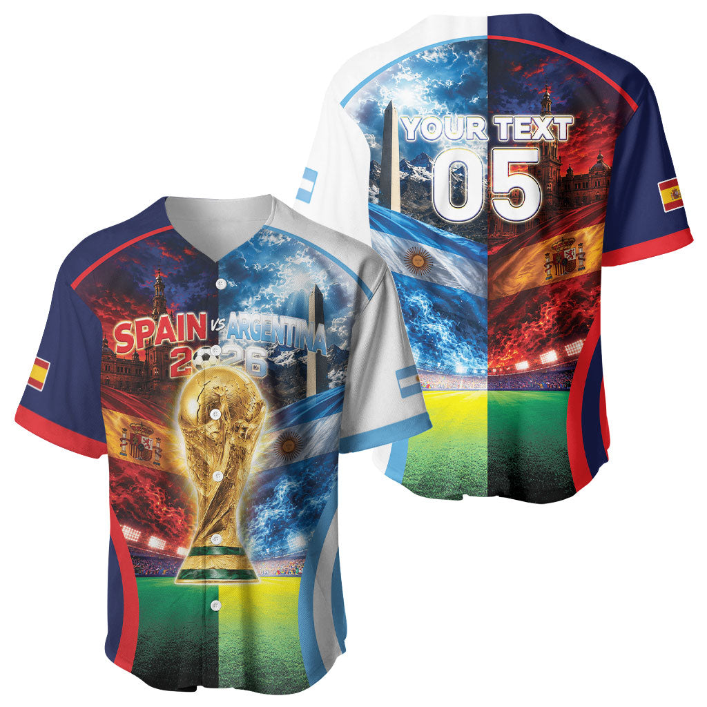 Custom Spain Argentina 2026 World Football Baseball Jersey Go For Glory