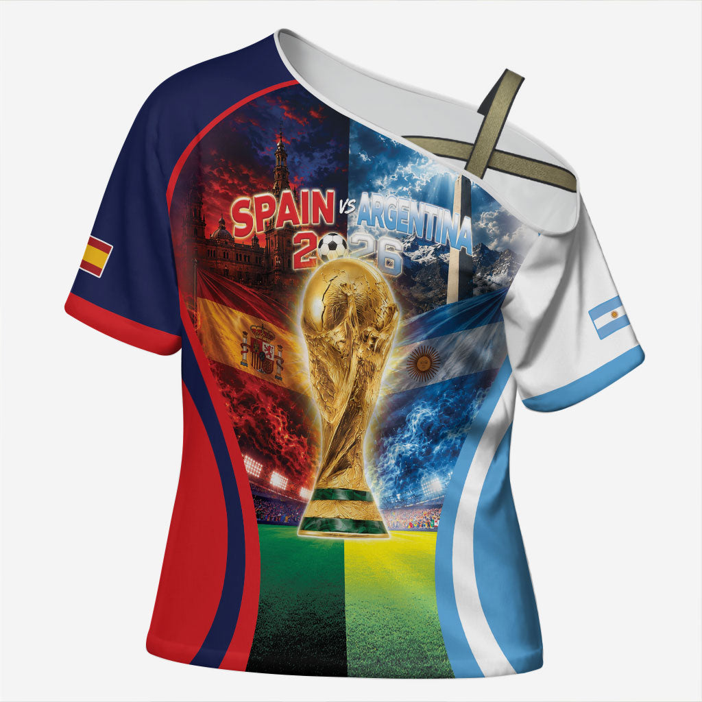 Custom Spain Argentina 2026 World Football Cross Shoulder Shirt Go For Glory