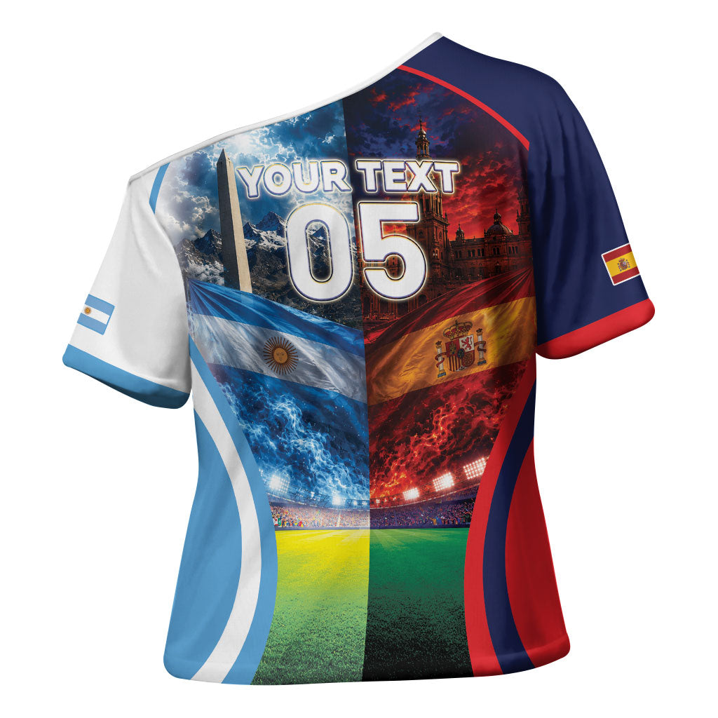 Custom Spain Argentina 2026 World Football Cross Shoulder Shirt Go For Glory