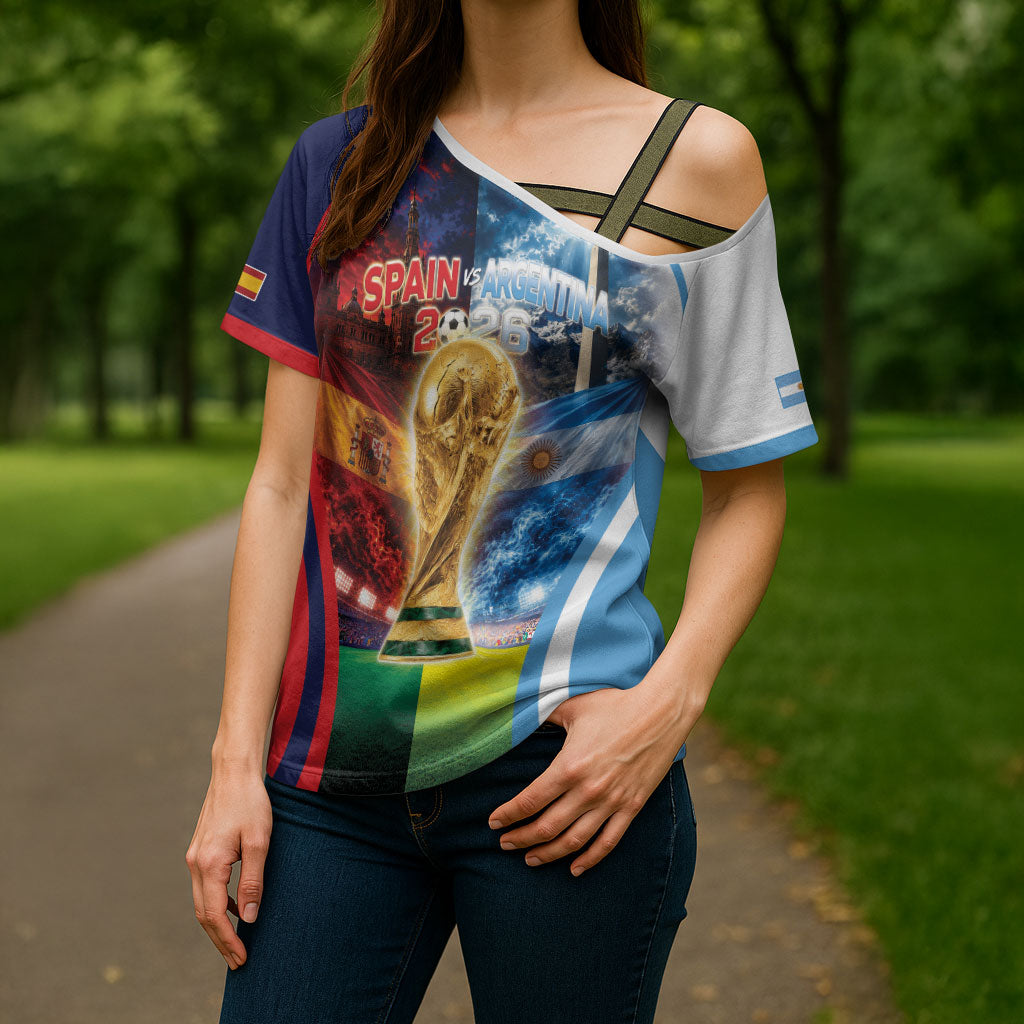 Custom Spain Argentina 2026 World Football Cross Shoulder Shirt Go For Glory