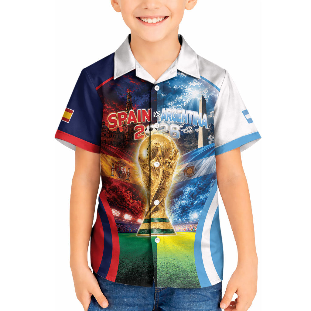 Custom Spain Argentina 2026 World Football Kid Hawaiian Shirt Go For Glory