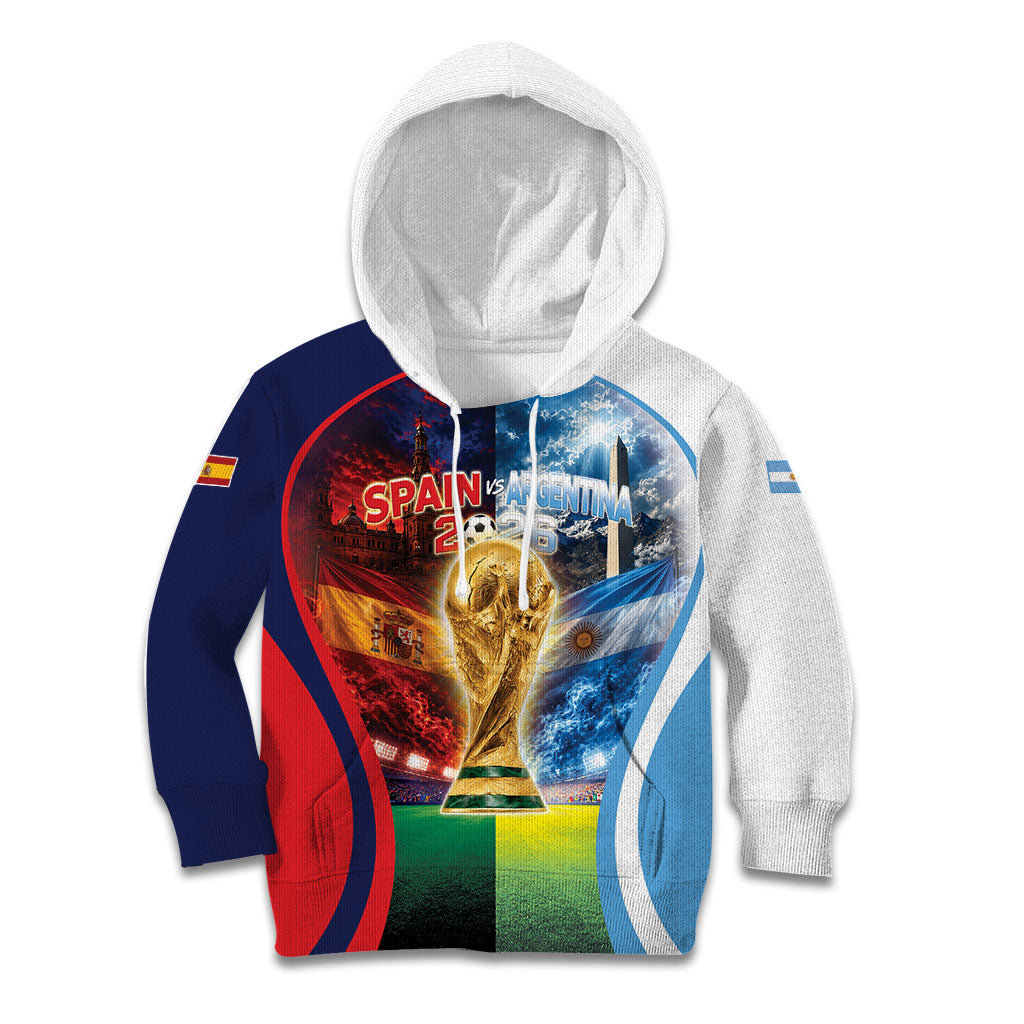 Custom Spain Argentina 2026 World Football Kid Hoodie Go For Glory