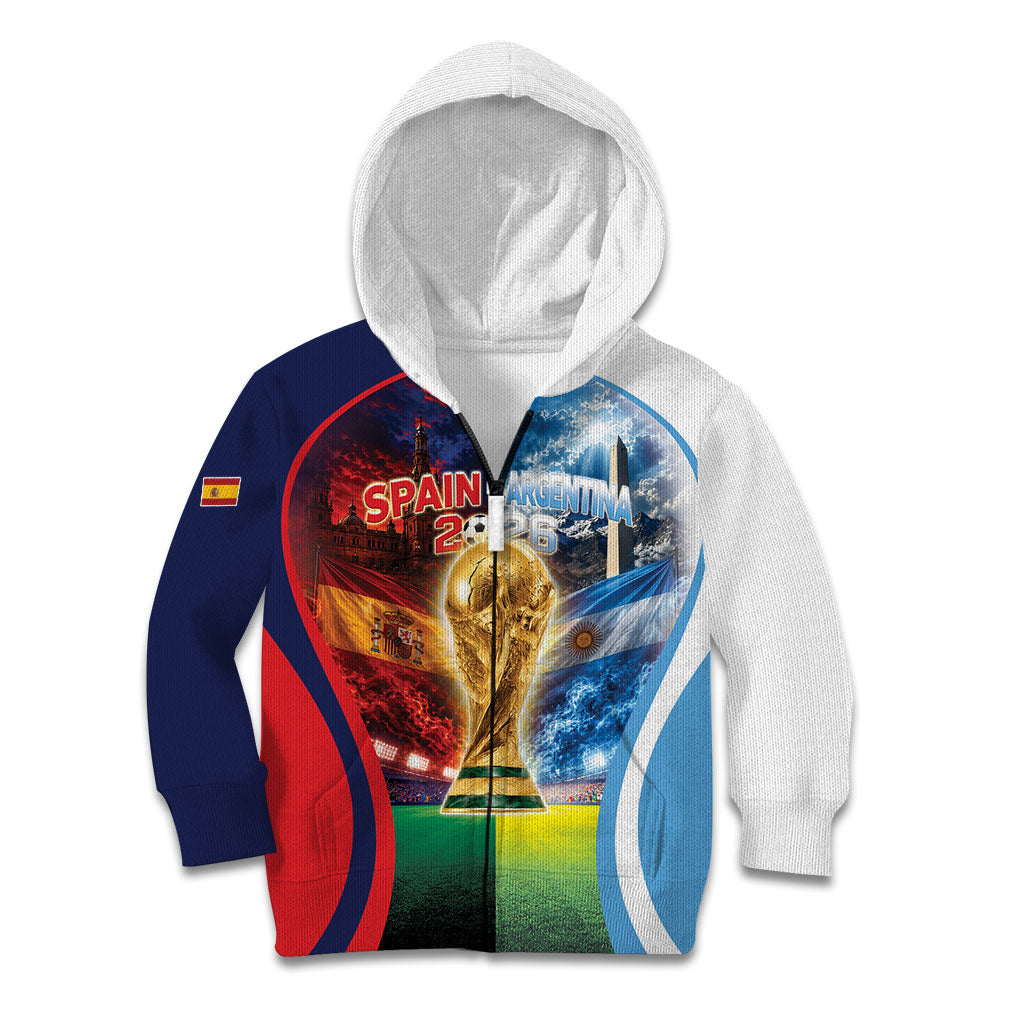 Custom Spain Argentina 2026 World Football Kid Hoodie Go For Glory