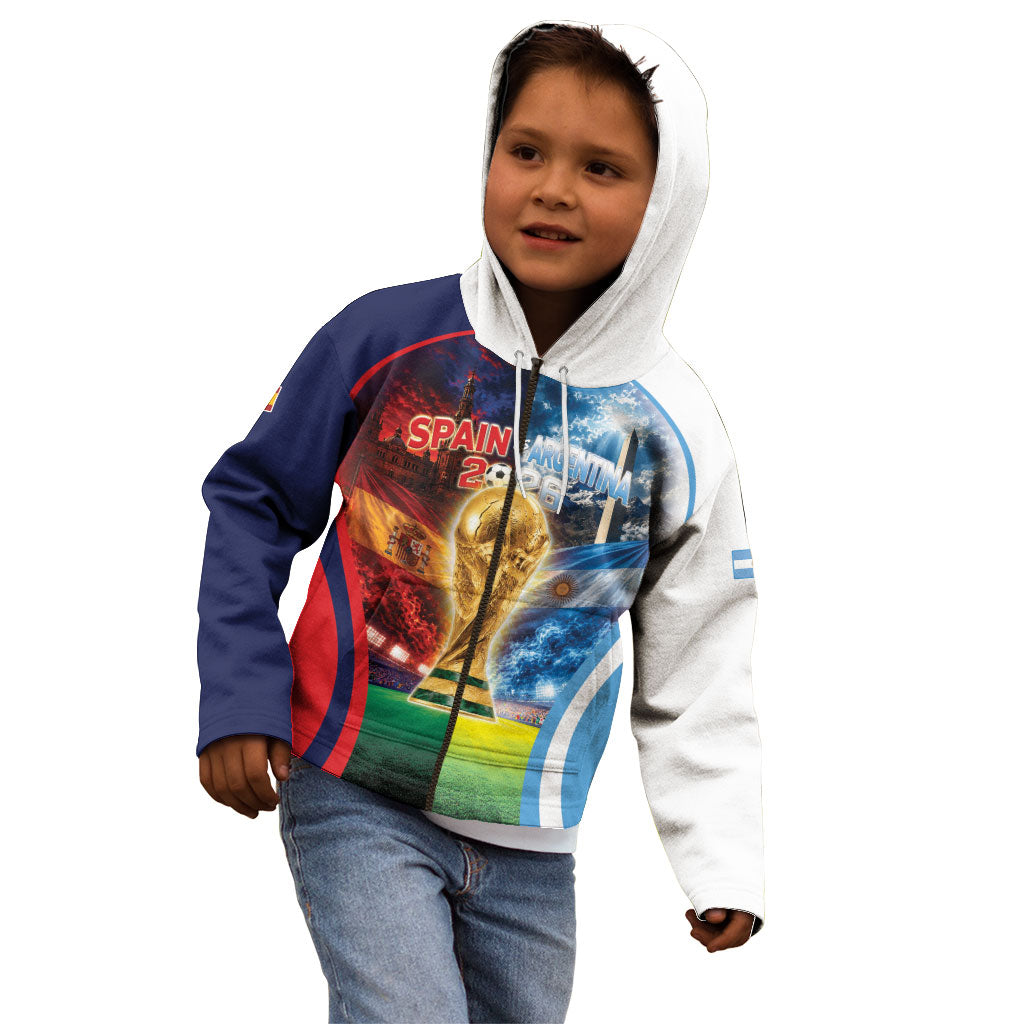 Custom Spain Argentina 2026 World Football Kid Hoodie Go For Glory