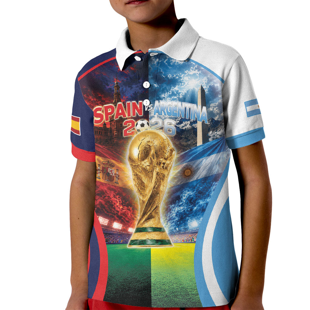 Custom Spain Argentina 2026 World Football Kid Polo Shirt Go For Glory