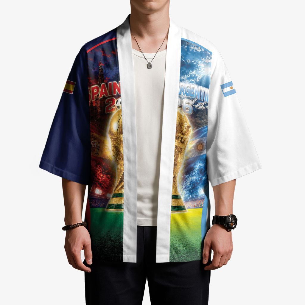 Custom Spain Argentina 2026 World Football Kimono Go For Glory