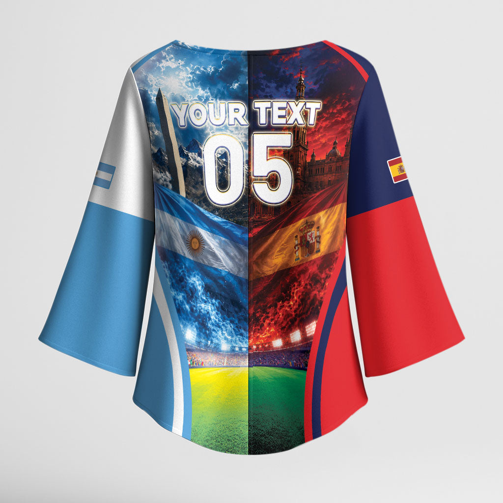 Custom Spain Argentina 2026 World Football Kimono Sleeve Blouse Go For Glory