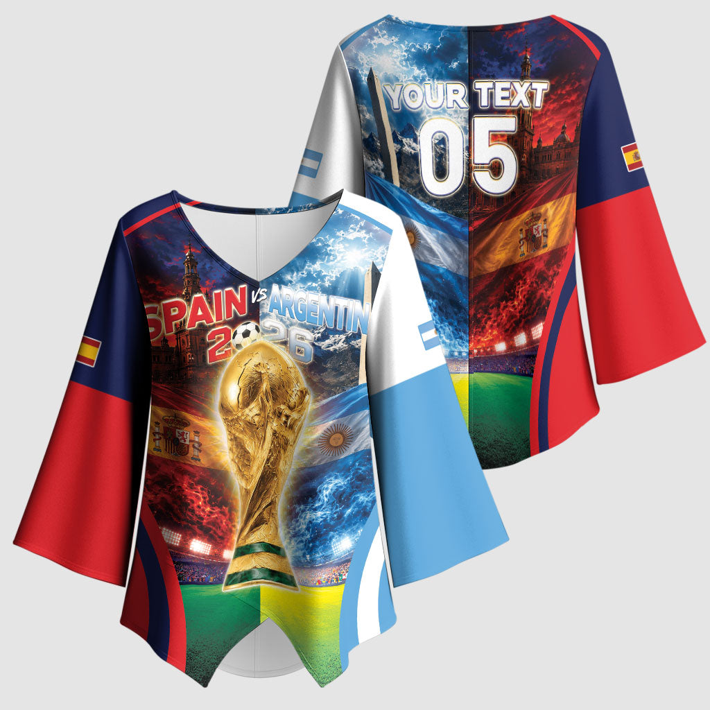 Custom Spain Argentina 2026 World Football Kimono Sleeve Blouse Go For Glory