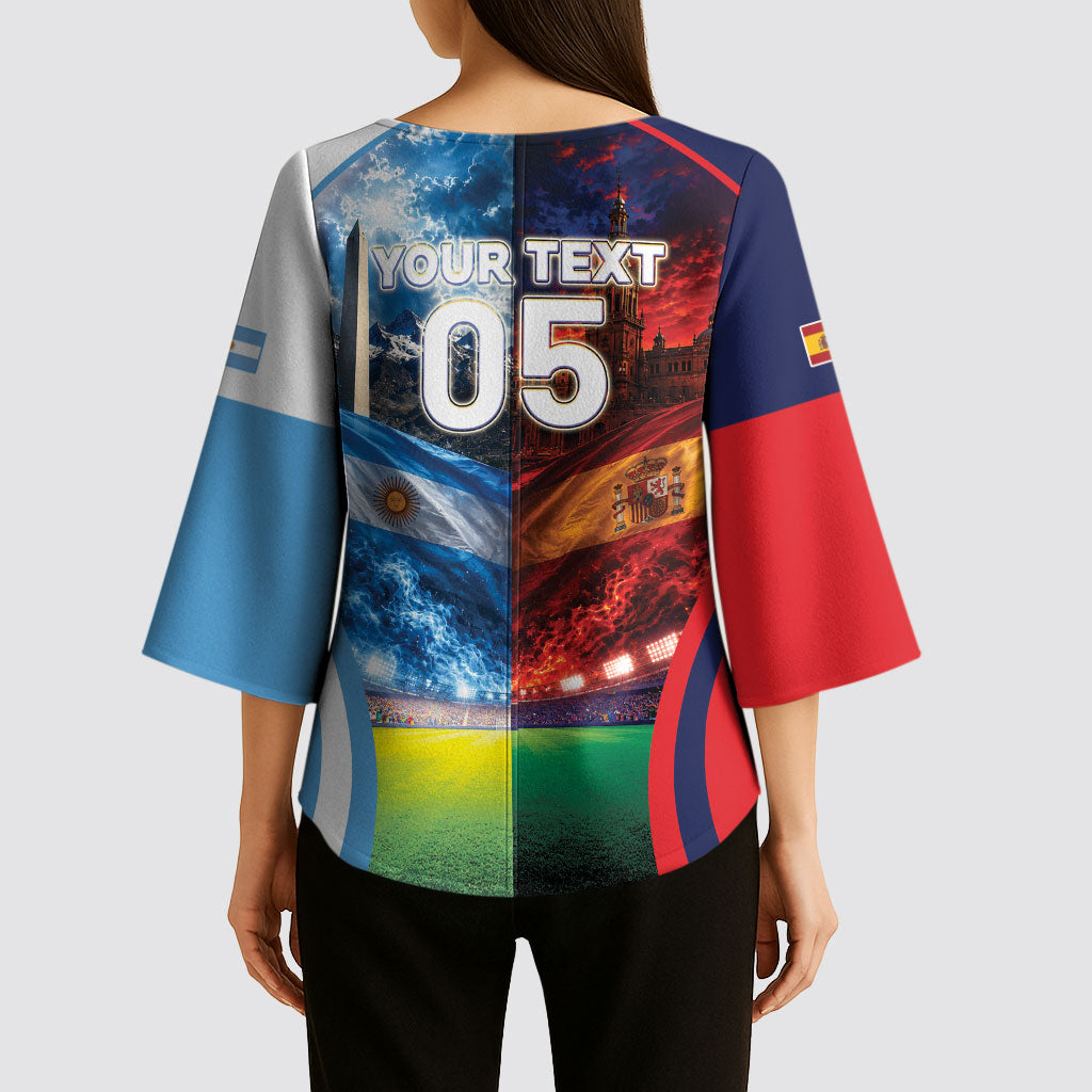 Custom Spain Argentina 2026 World Football Kimono Sleeve Blouse Go For Glory