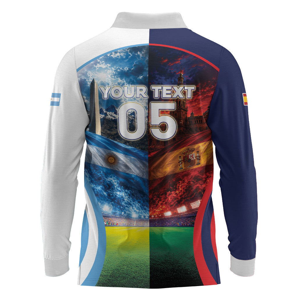 Custom Spain Argentina 2026 World Football Long Sleeve Polo Shirt Go For Glory