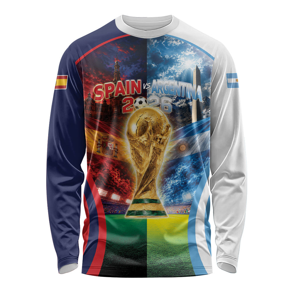 Custom Spain Argentina 2026 World Football Long Sleeve Shirt Go For Glory
