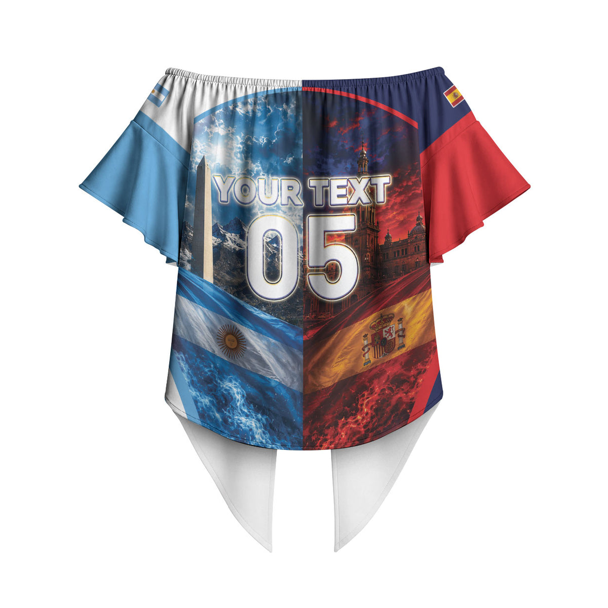 Custom Spain Argentina 2026 World Football Off Shoulder Wrap Waist Top Go For Glory