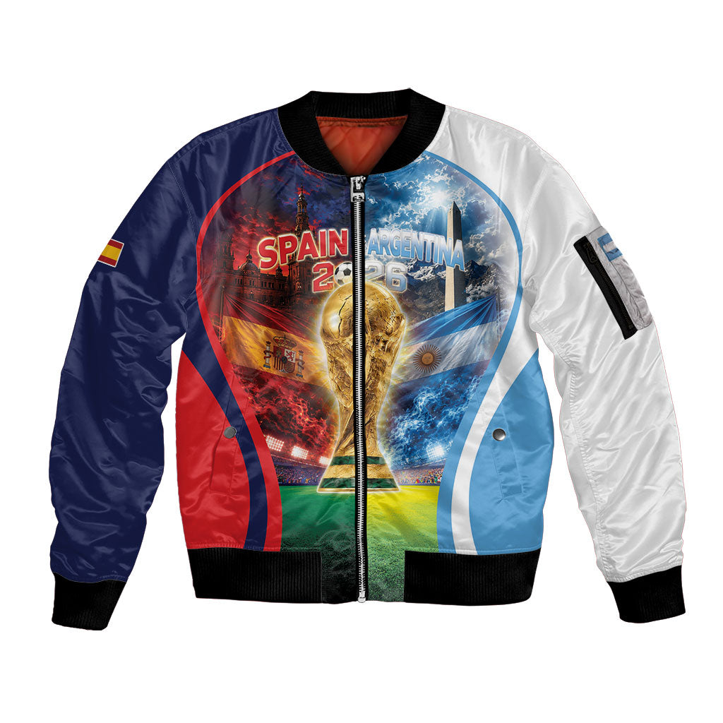 Custom Spain Argentina 2026 World Football Sleeve Zip Bomber Jacket Go For Glory