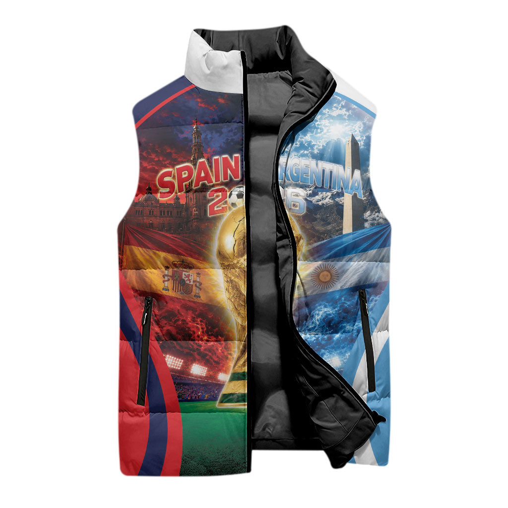 Custom Spain Argentina 2026 World Football Sleeveless Puffer Jacket Go For Glory