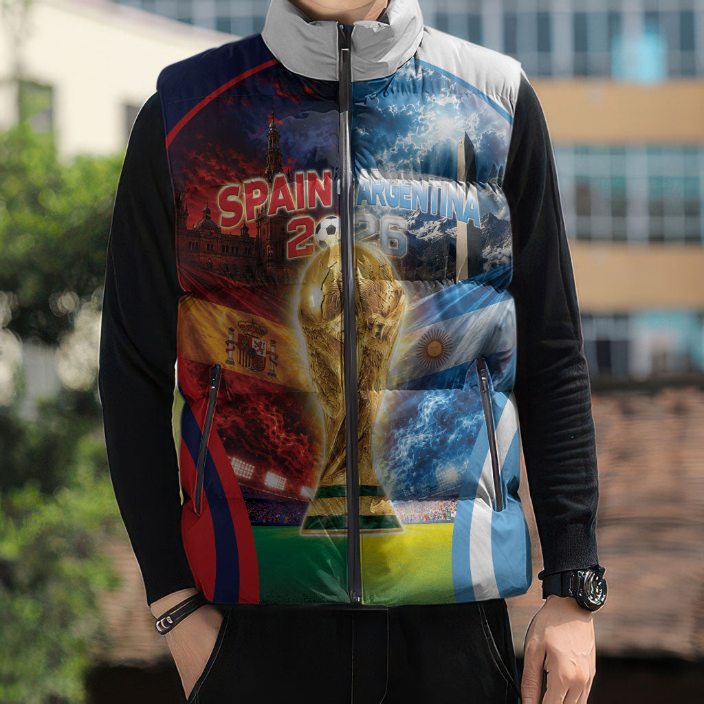Custom Spain Argentina 2026 World Football Sleeveless Puffer Jacket Go For Glory