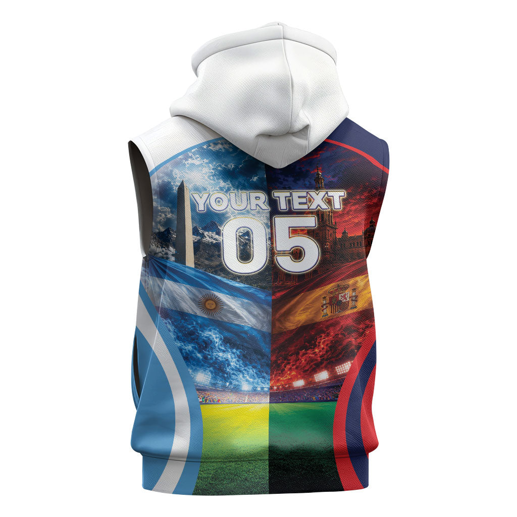 Custom Spain Argentina 2026 World Football Sleeveless Zip Hoodie Go For Glory