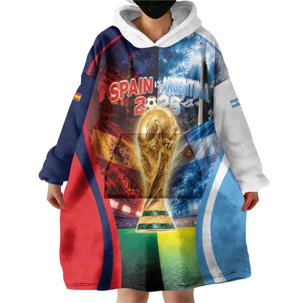 Custom Spain Argentina 2026 World Football Wearable Blanket Hoodie Go For Glory