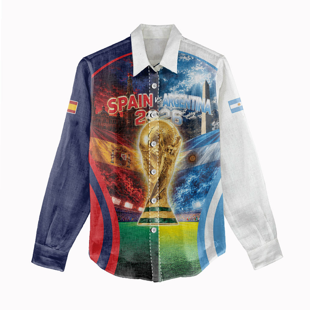 Custom Spain Argentina 2026 World Football Women Casual Shirt Go For Glory