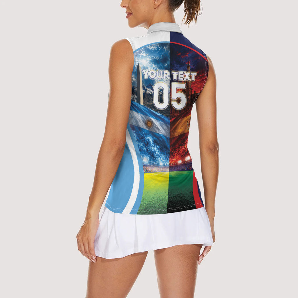 Custom Spain Argentina 2026 World Football Women Sleeveless Polo Shirt Go For Glory