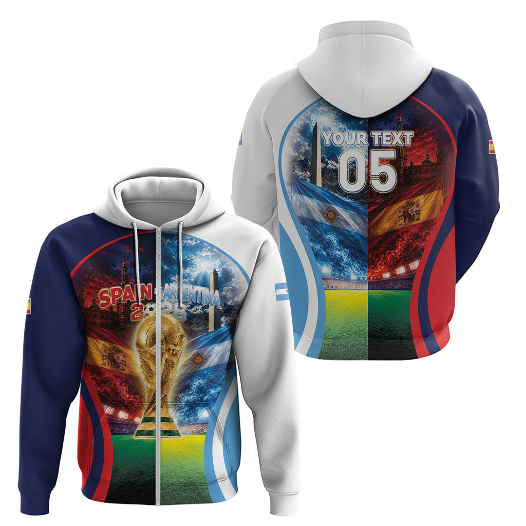 Custom Spain Argentina 2026 World Football Zip Hoodie Go For Glory