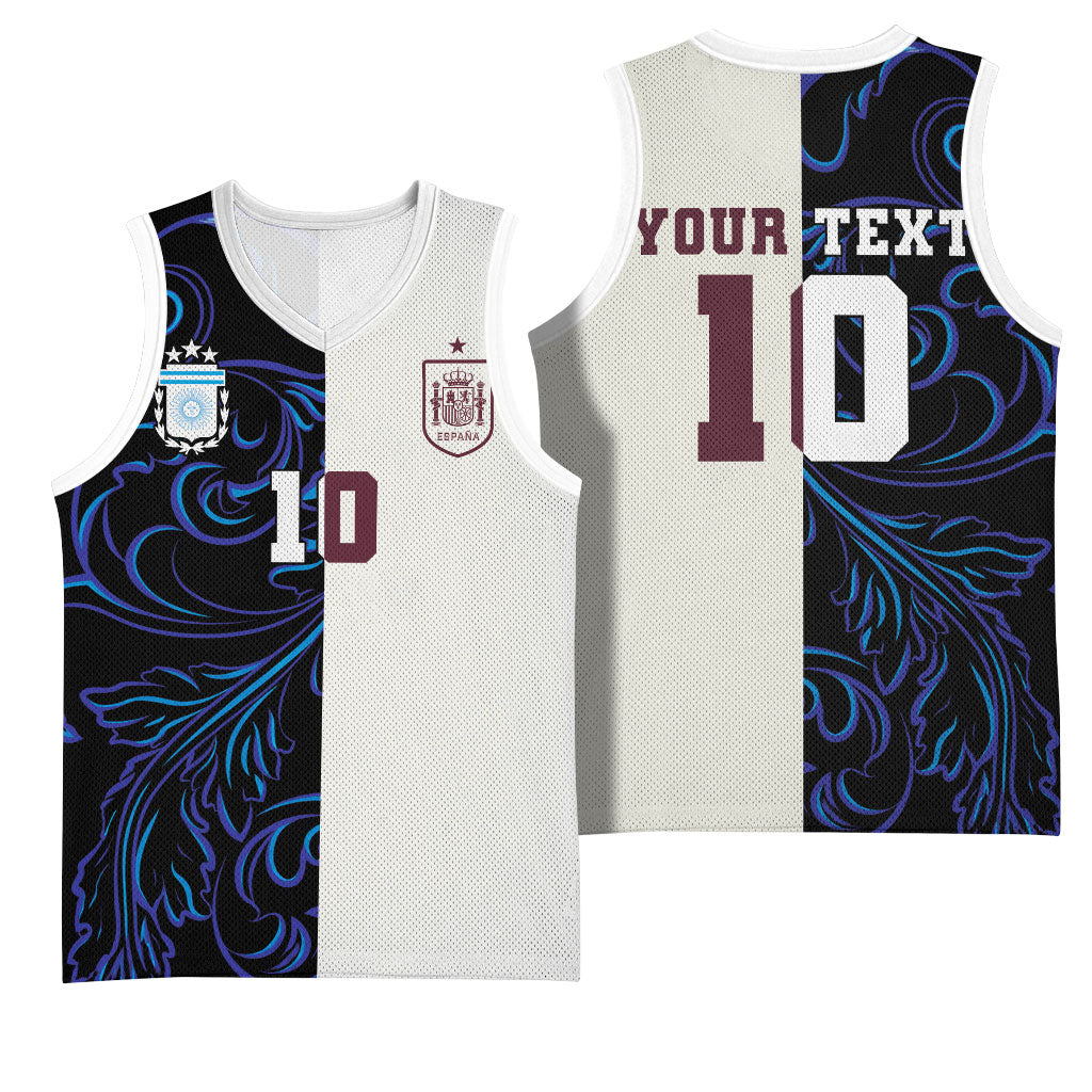 Custom Argentina Espana Basketball Jersey 2026 World Final Football