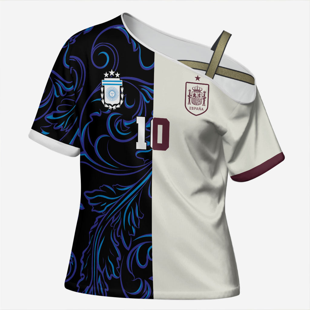 Custom Argentina Espana Cross Shoulder Shirt 2026 World Final Football