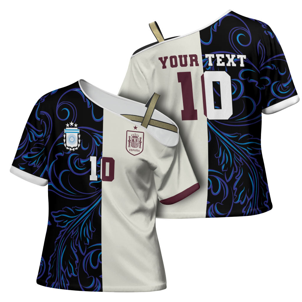 Custom Argentina Espana Cross Shoulder Shirt 2026 World Final Football