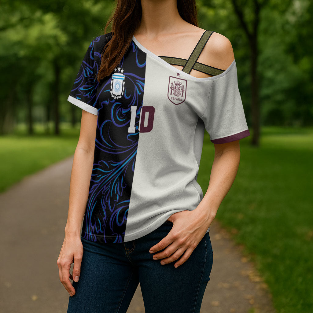 Custom Argentina Espana Cross Shoulder Shirt 2026 World Final Football