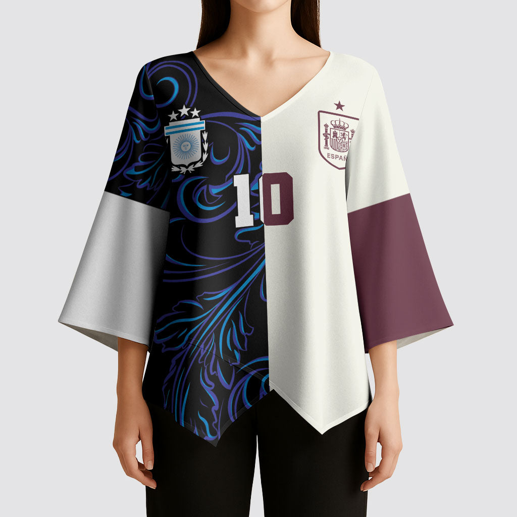 Custom Argentina Espana Kimono Sleeve Blouse 2026 World Final Football