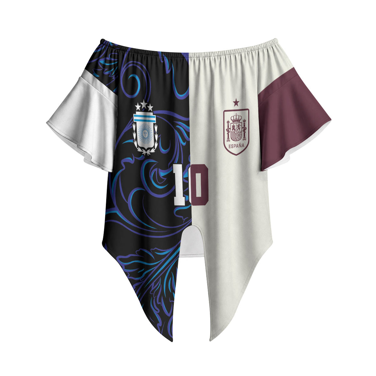 Custom Argentina Espana Off Shoulder Wrap Waist Top 2026 World Final Football